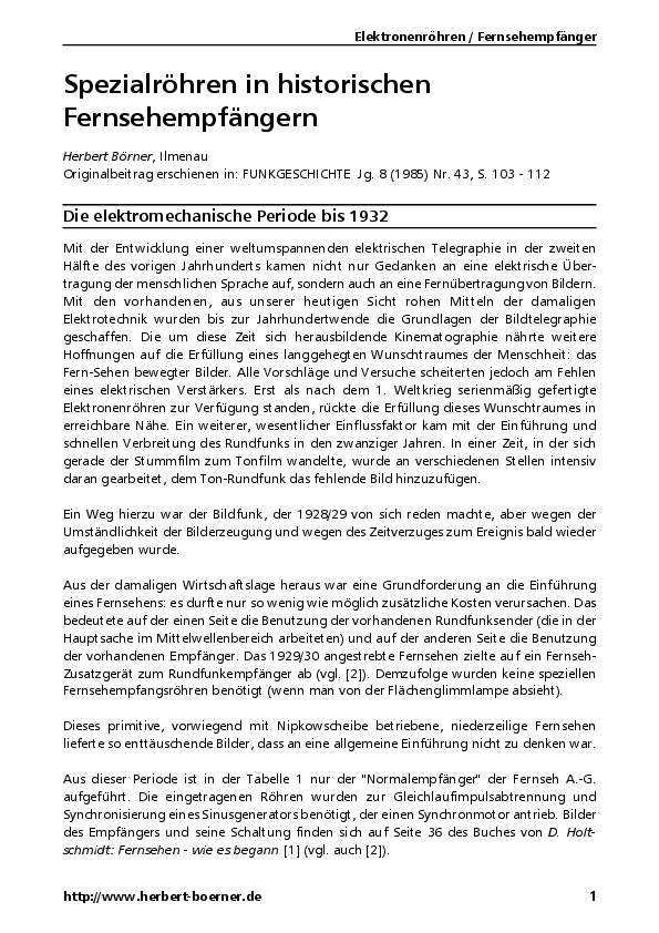 [Translate to EnglisSpecial tubes in historical television receiversh:] Spezialröhren in historischen Fernsehempfängern